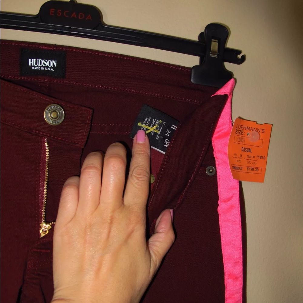 🆕 Hudson Loulou Red Skinny Jeans Side Striped Tuxedo 28 - Picture 7 of 8